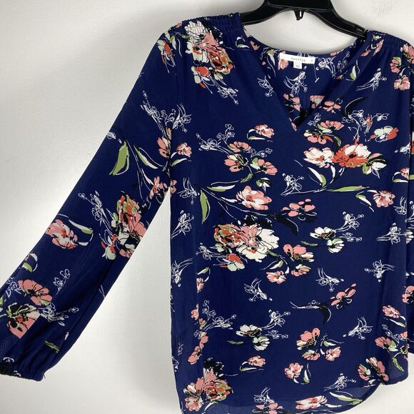 ⭐️ Stitch Fix Small Boutique Blouse Long Sleeve Navy Boho Floral Top NEW - Picture 4 of 6